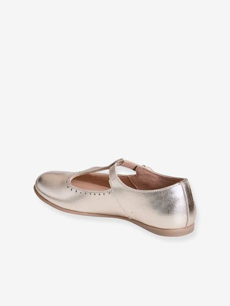 Festliche Mädchen Ballerinas mit Schnalle, Lochmuster gold 3