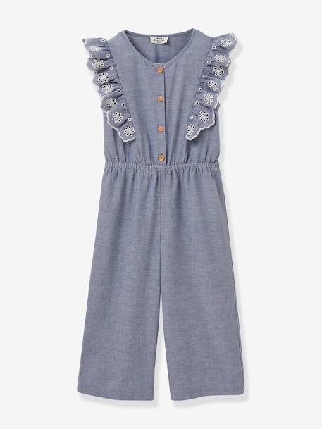 Mädchen Jumpsuit mit Volants CYRILLUS blau 1