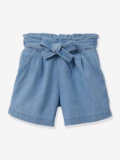 Maedchenkleidung-Shorts & Bermudas-Mädchen Jeansshorts mit Bindegürtel CYRILLUS