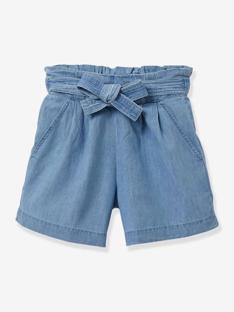 Mädchen Jeansshorts mit Bindegürtel CYRILLUS - blue stone - 1