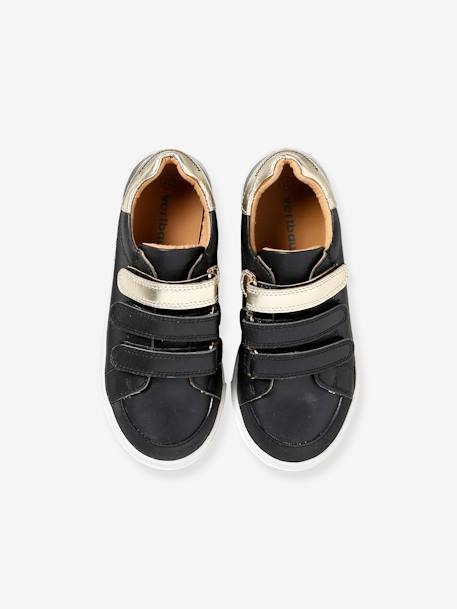 Mädchen Klett-Sneakers braun+marine/silber+schwarz 14