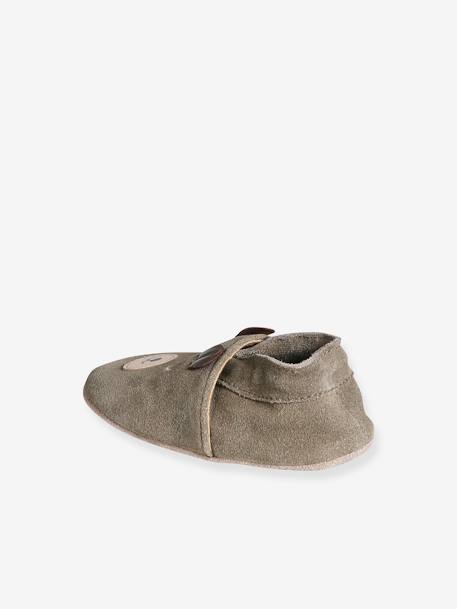 Baby Krabbelschuhe mit Gummizug khaki+salbeigrün 4