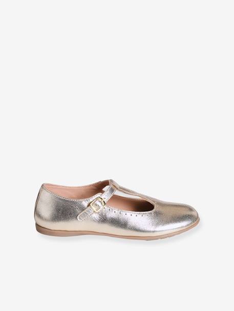 Festliche Mädchen Ballerinas mit Schnalle, Lochmuster gold 2