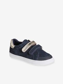 Kinderschuhe-Mädchenschuhe-Mädchen Leder-Sneakers mit 2 Klettriemen