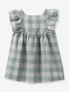 Babymode-Kleider & Röcke-Mädchen Baby Kleid mit Volantärmeln, Vichy-Karo CYRILLUS