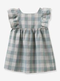 -Mädchen Baby Kleid mit Volantärmeln, Vichy-Karo CYRILLUS