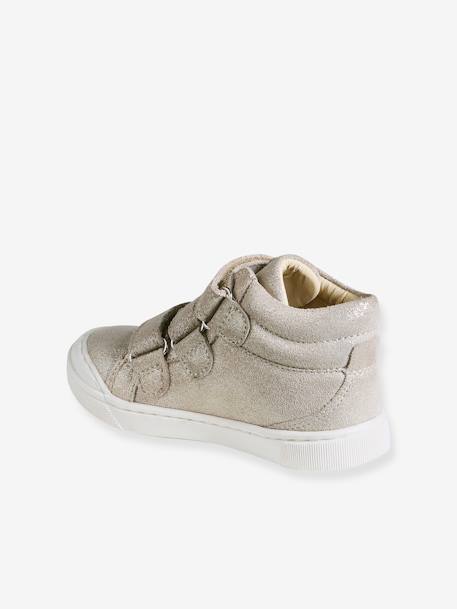 Mädchen High Sneakers, Anziehtrick beige golden+gold+marine 8