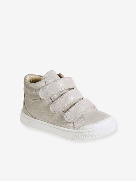 Mädchen High Sneakers, Anziehtrick beige golden+gold+marine 6