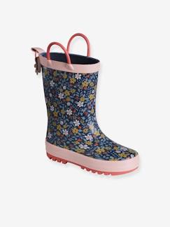 Kinderschuhe-Mädchenschuhe-Kinder Gummistiefel mit Blumenmuster und Henkeln