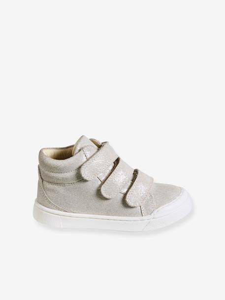 Mädchen High Sneakers, Anziehtrick beige golden+gold+marine 7