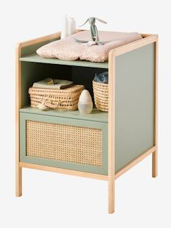 Kinderzimmer-Kindermöbel-Baby Wickeltisch aus Holz und Rattan