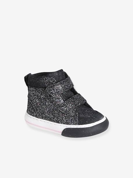 Glitzernde Baby High-Sneakers mit Klett schwarz 1