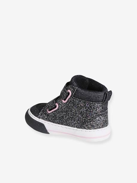 Glitzernde Baby High-Sneakers mit Klett schwarz 3