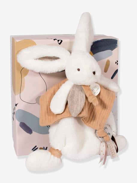 Hasen-Schmusetuch Happy 25 cm DOUDOU ET COMPAGNIE beige+blau+rosenholz 4