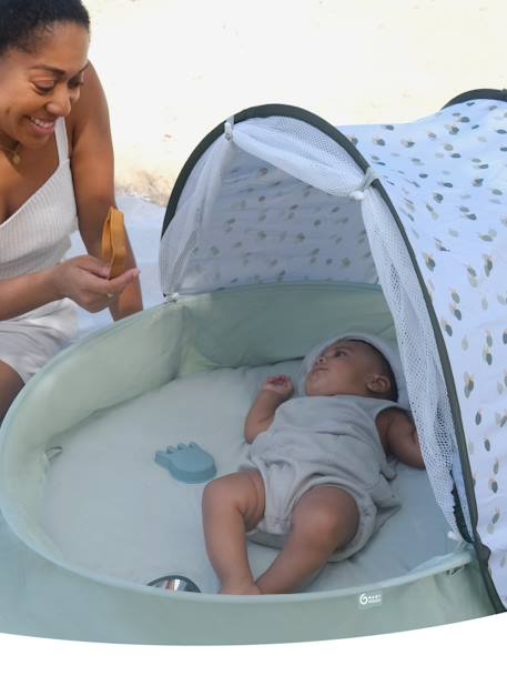 Strandmuschel mit UV-Schutz UPF 50+, Pop-up BABYMOOV blau/weiß/grau+grün 15