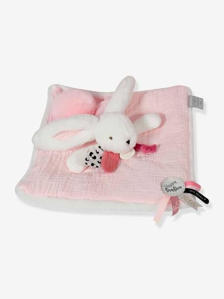 Hasen-Schmusetuch mit Musselin Happy 25 cm DOUDOU ET COMPAGNIE rosa 5