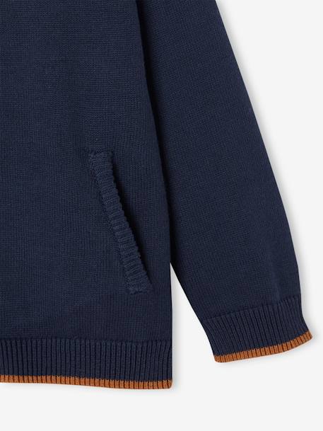 Jungen Strickjacke im College, personalisierbar-Look Oeko-Tex grau meliert+graublau+nachtblau+salbeigrün 14