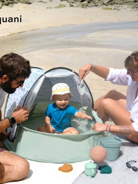 Strandmuschel mit UV-Schutz UPF 50+, Pop-up BABYMOOV blau/weiß/grau+grün 12