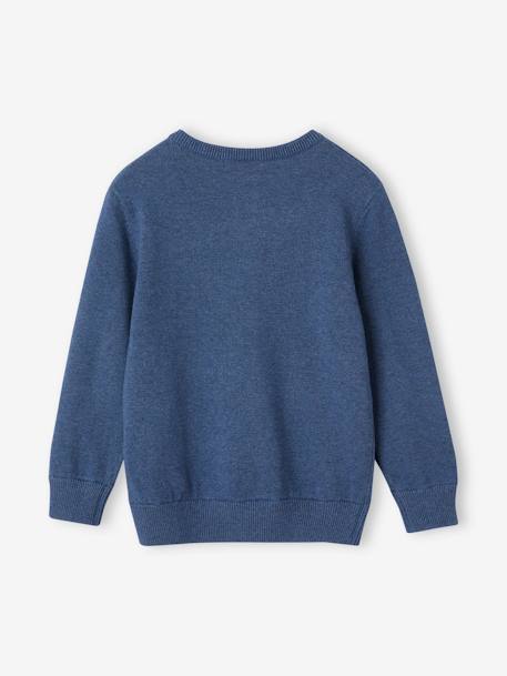 Jungen Pullover mit Rundhals und Knopfleiste Oeko-Tex blau meliert+grün meliert 3