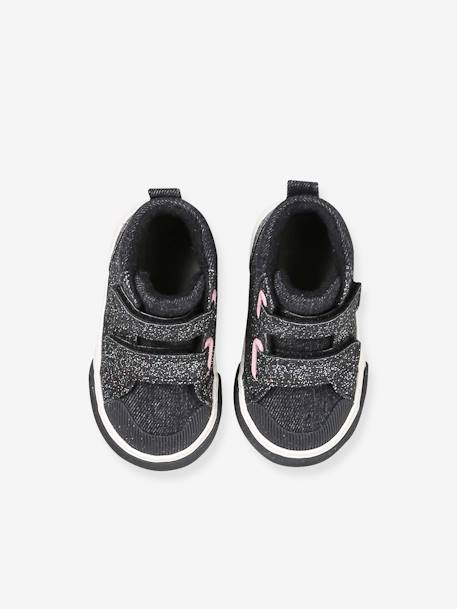 Glitzernde Baby High-Sneakers mit Klett schwarz 4