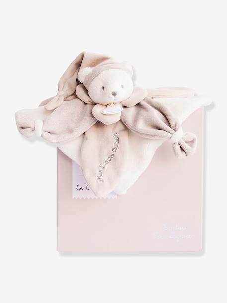 Schmusetuch mit Bärenkopf Collector 24 cm DOUDOU ET COMPAGNIE blau+rosa+taupe 12