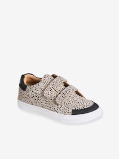 Kinderschuhe-Mädchen Klett-Sneakers aus Leder mit Leopardenmuster