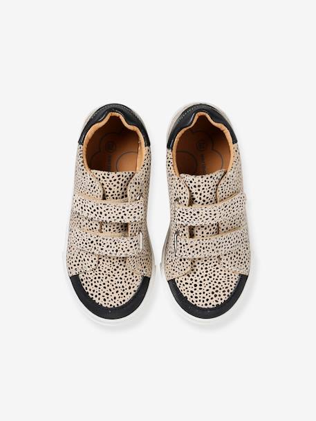 Mädchen Klett-Sneakers aus Leder mit Leopardenmuster - beige bedruckt - 4