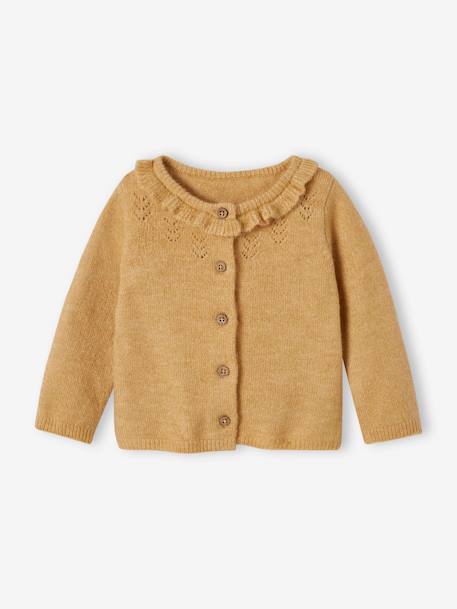 Mädchen Baby Strickjacke altrosa+ocker 5