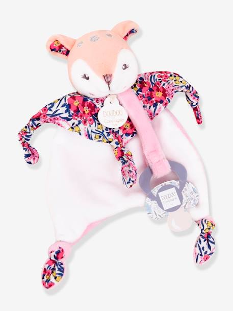 Baby Schmusetuch mit Schnullerkette DOUDOU ET COMPAGNIE gelb+rosa 5