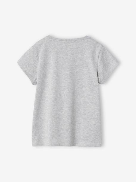 Mädchen Sport-T-Shirt mit Glanzstreifen BASIC Oeko-Tex grau meliert+pfirsich+wollweiß 2