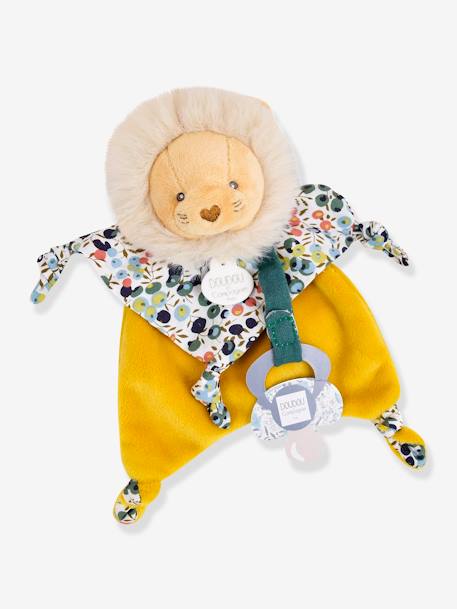 Baby Schmusetuch mit Schnullerkette DOUDOU ET COMPAGNIE gelb+rosa 2