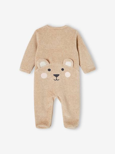 Baby Samt-Strampler, Koala Oeko-Tex beige meliert+grau meliert 2