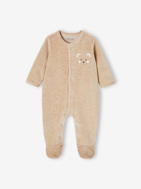 Baby Samt-Strampler, Koala Oeko-Tex beige meliert+grau meliert 6