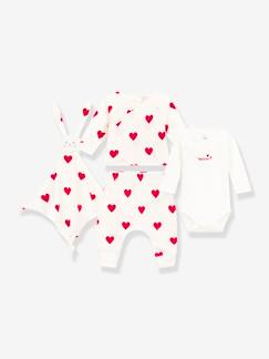 -Baby-Set: Herz-Outfit für Neugeborene & Stoffhase PETIT BATEAU Oeko-Tex