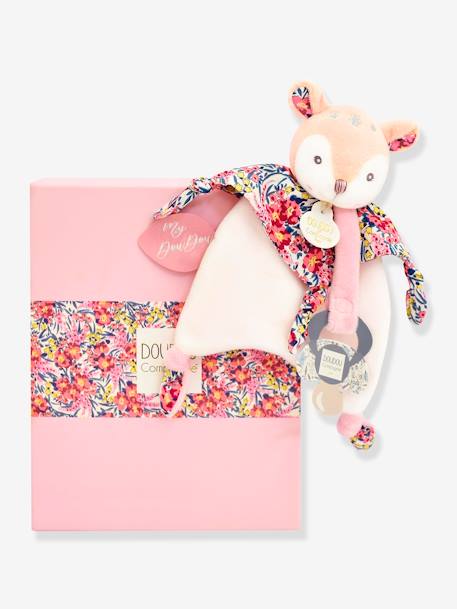 Baby Schmusetuch mit Schnullerkette DOUDOU ET COMPAGNIE gelb+rosa 4