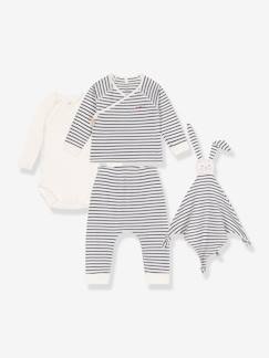 Babymode-Baby-Sets-Baby-Set: Streifen-Outfit für Neugeborene & Stoffhase PETIT BATEAU Oeko-Tex