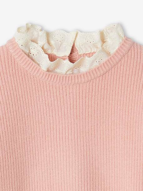 Mädchen Pullover mit Volantkragen, Capsule Collection MAMA, TOCHTER & BABY Oeko-Tex bonbon rosa+himmelblau+pulver beige+rosa+wollweiß/marine gestreift 18