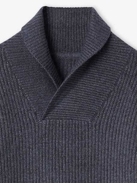 Jungen Pullover mit überkreuztem Stehkragen Oeko-Tex grau meliert+wollweiß 3