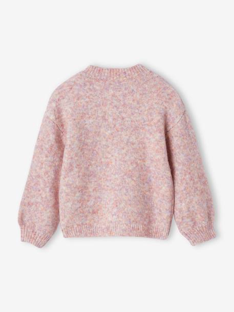 Flauschige Mädchen Strickjacke rosa meliert+vanille 2