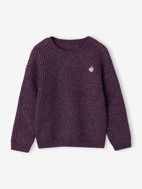 Mädchen Pullover pudrig rosa+violett+wollweiß 5