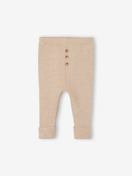 Mitwachsende Baby Strickleggings Oeko-Tex beige meliert+grau 1