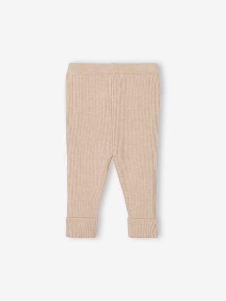 Mitwachsende Baby Strickleggings Oeko-Tex beige meliert+grau 2