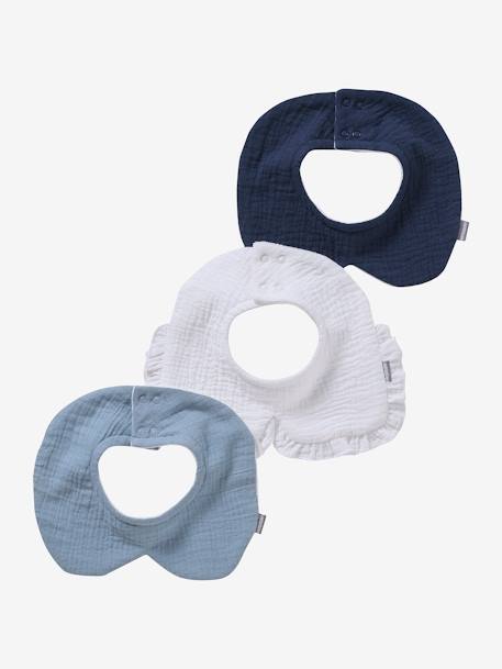 3er-Pack Baby Lätzchen mit niedlichem Kragen himmelblau+wollweiß 1