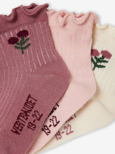 3er-Pack Mädchen Baby Socken mit Blumen pack wollweiß 2