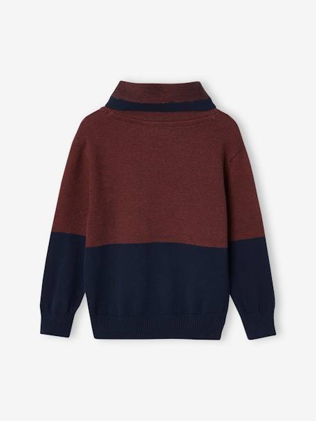 Jungen Pullover mit Kragen Oeko-Tex hellbraun+marine+nachtblau 6