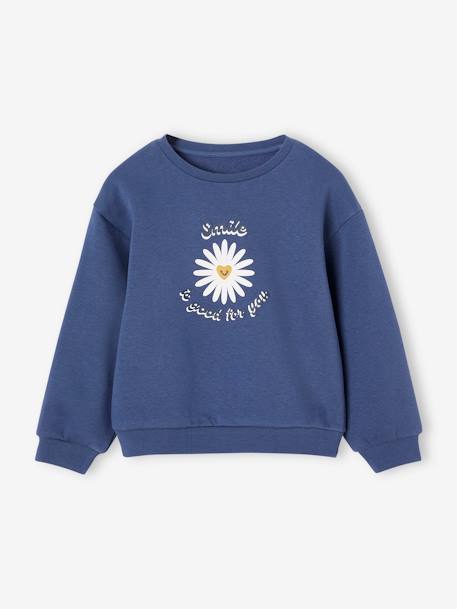 Mädchen Sweatshirt mit Print Basics graugrün+indigo-blau+rosa+vanille 5