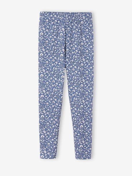 Mädchen Leggings - blau indien blume+hellbeige leoprint+pudrig rosa - 1