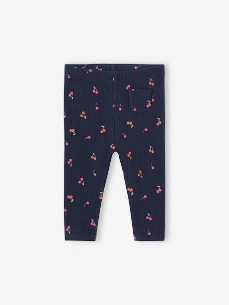 Bedruckte Baby-Leggings, Ripp mit Bio-Baumwolle malve+schieferblau 4