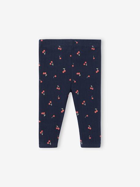 Bedruckte Baby-Leggings, Ripp mit Bio-Baumwolle malve+schieferblau 5