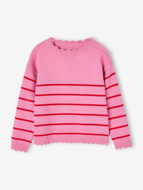 Mädchen Ringelpullover altrosa+bonbon rosa+marine+marine gestreift+senfgelb 1